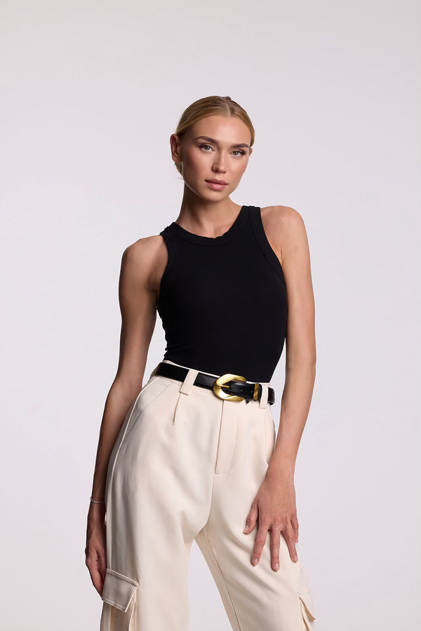 The Ali Ribbed Racer Tank Bodysuit