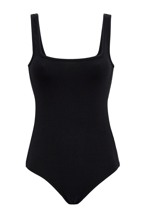 Ribbed Square Neck Tank Bodysuit