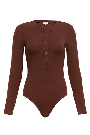 Button Up Ribbed Henley Bodysuit