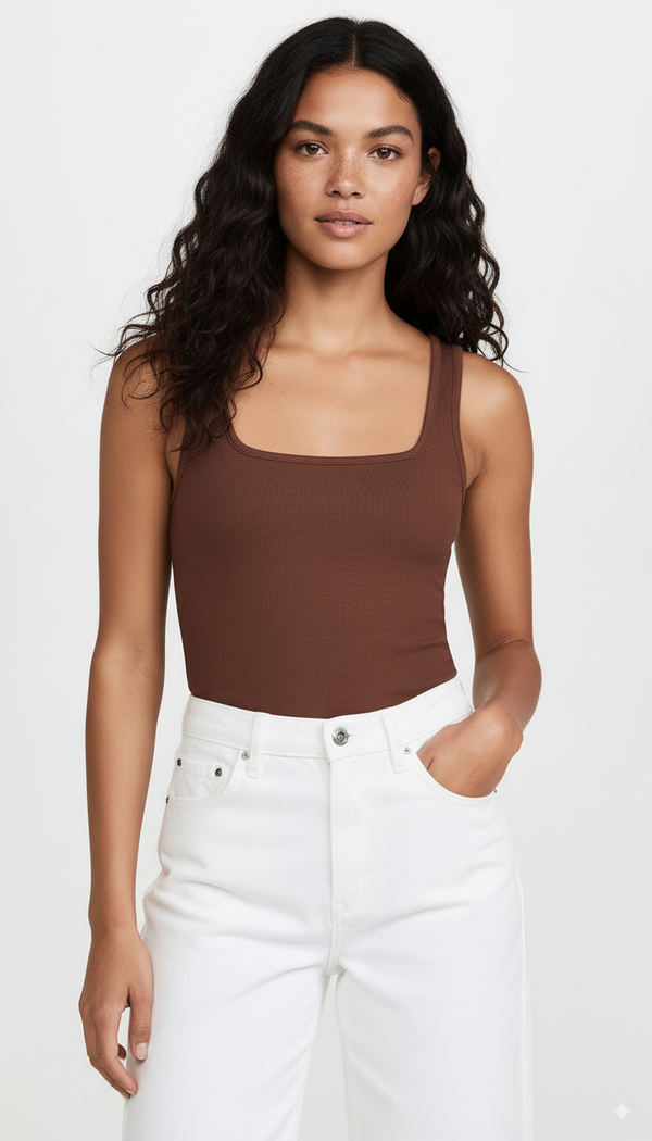 Ribbed Square Neck Tank Bodysuit
