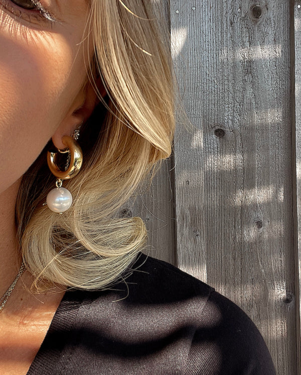 Baroque Pearl Drop Sterling Silver Hoop Earrings – North Fork Jewelry Design