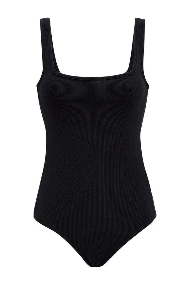 Women's Body Suit Ribbed Slimming One Piece Tank Top Sleeveless Ribbed  Black